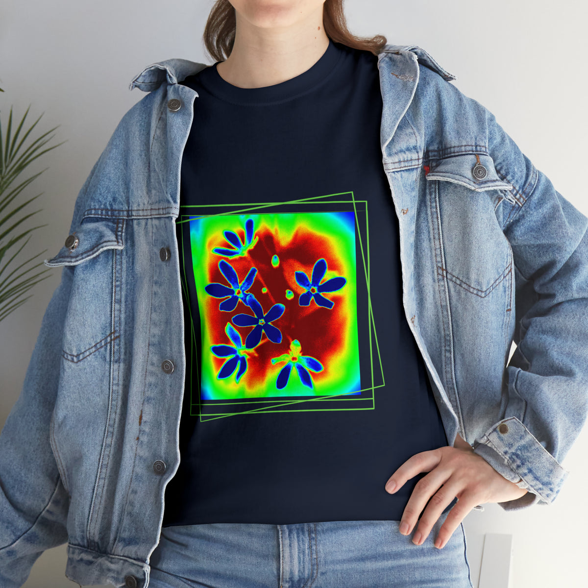 Unisex Cotton Tee, psychedelic flower design