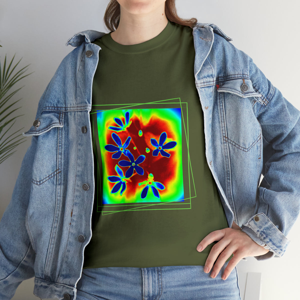 Unisex Cotton Tee, psychedelic flower design