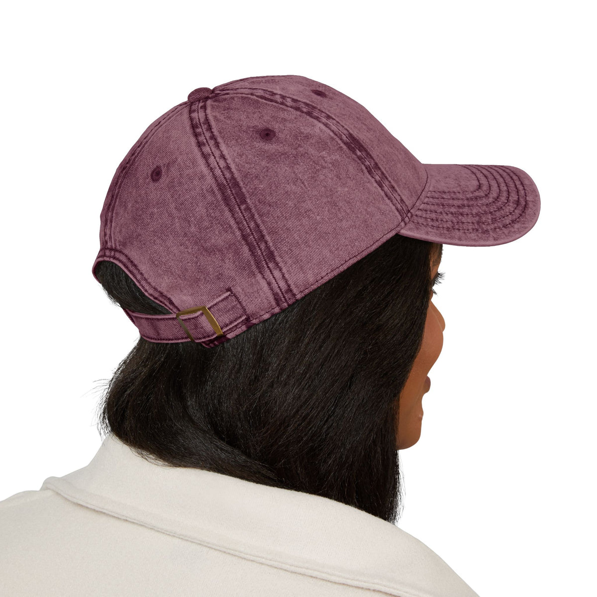Embroidered Heart Vintage Cap — Washed Red Dad Hat with Simple Heart Sketch