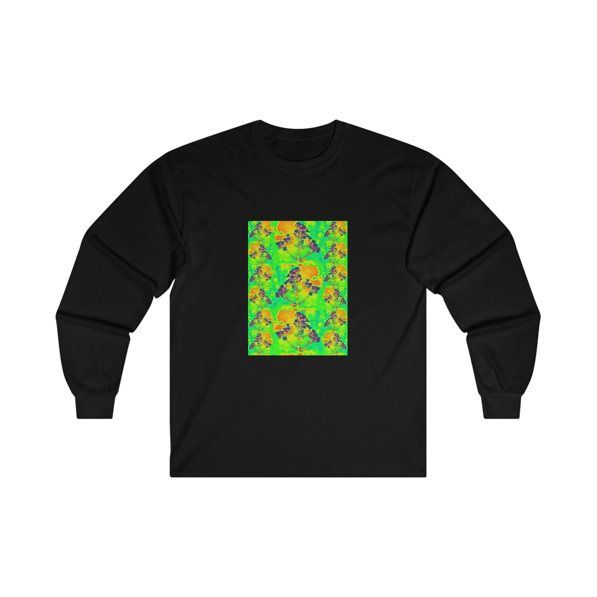 Cotton Long Sleeve Tee with psychedelic patterns