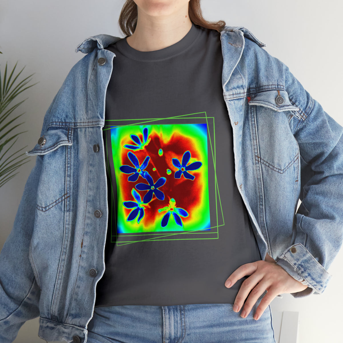 Unisex Cotton Tee, psychedelic flower design