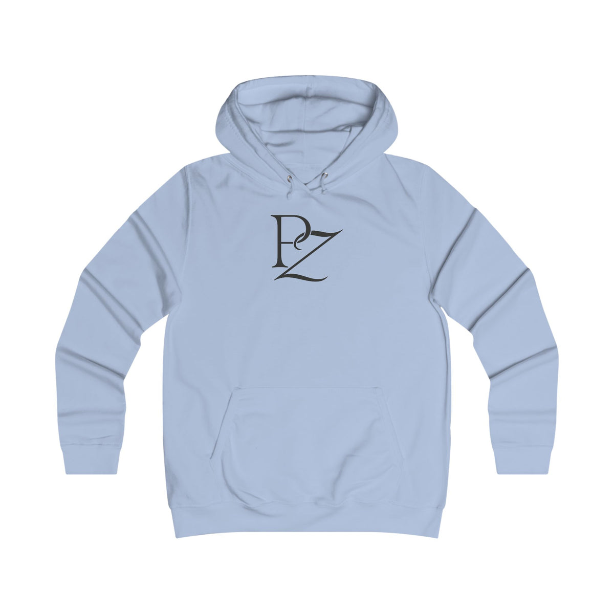 College Monogram Hoodie — Elegant 'PZ' Script Logo Pullover