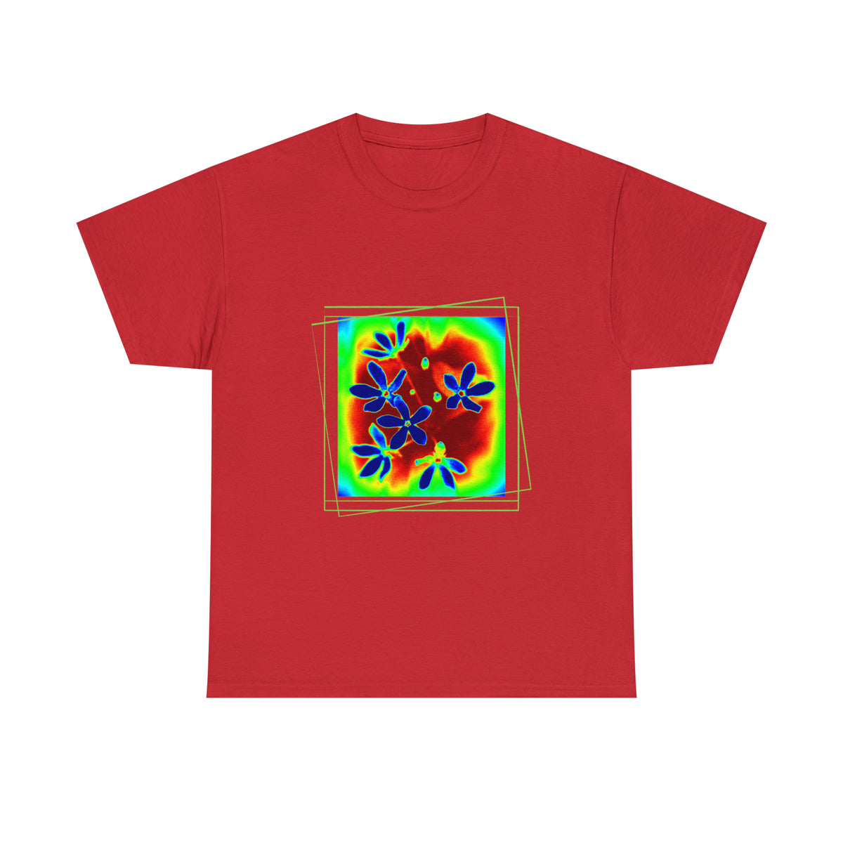 Unisex Cotton Tee, psychedelic flower design