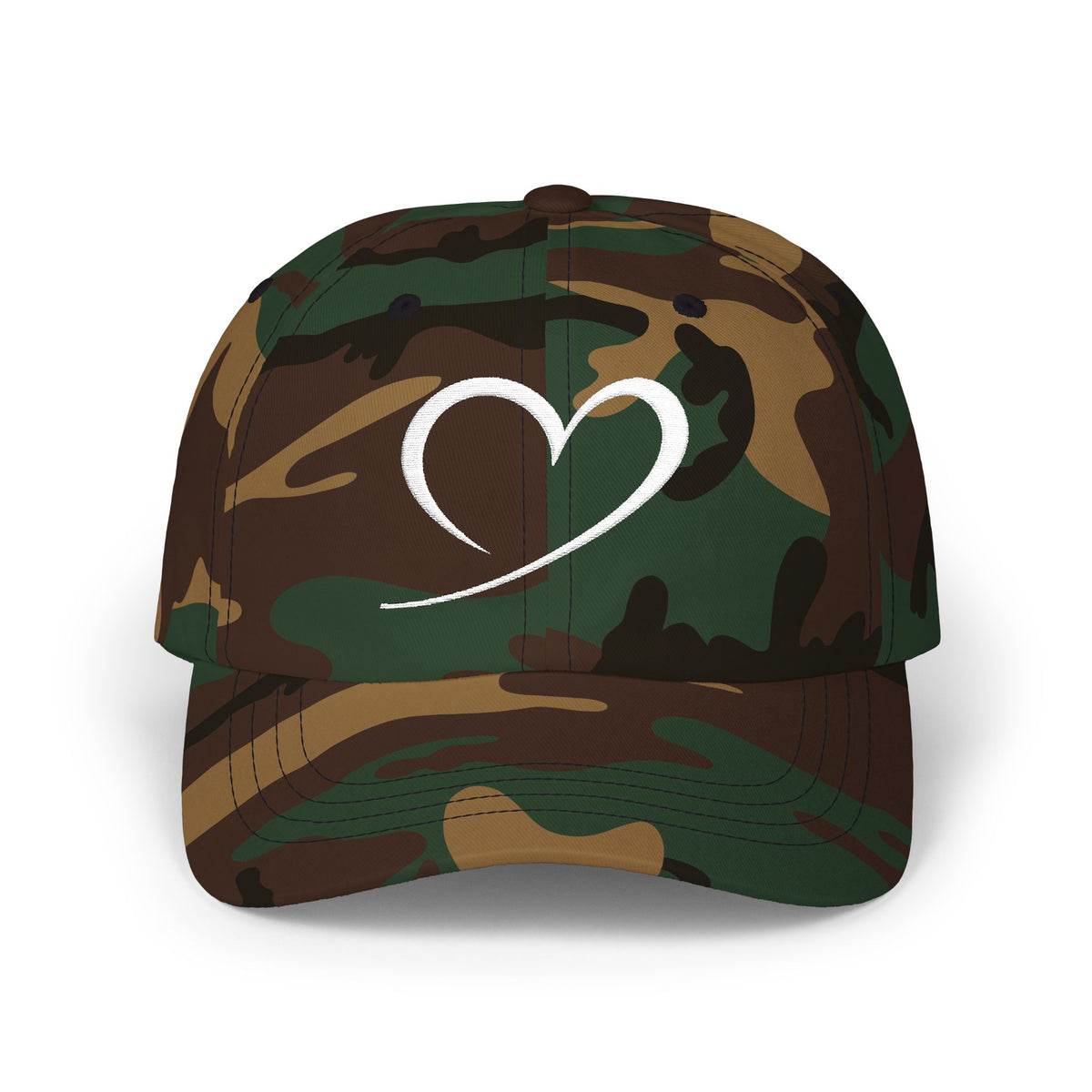 Heart Sketch Dad Cap — Minimalist Heart Embroidered Baseball Hat