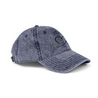 Embroidered Heart Vintage Cap — Washed Red Dad Hat with Simple Heart Sketch