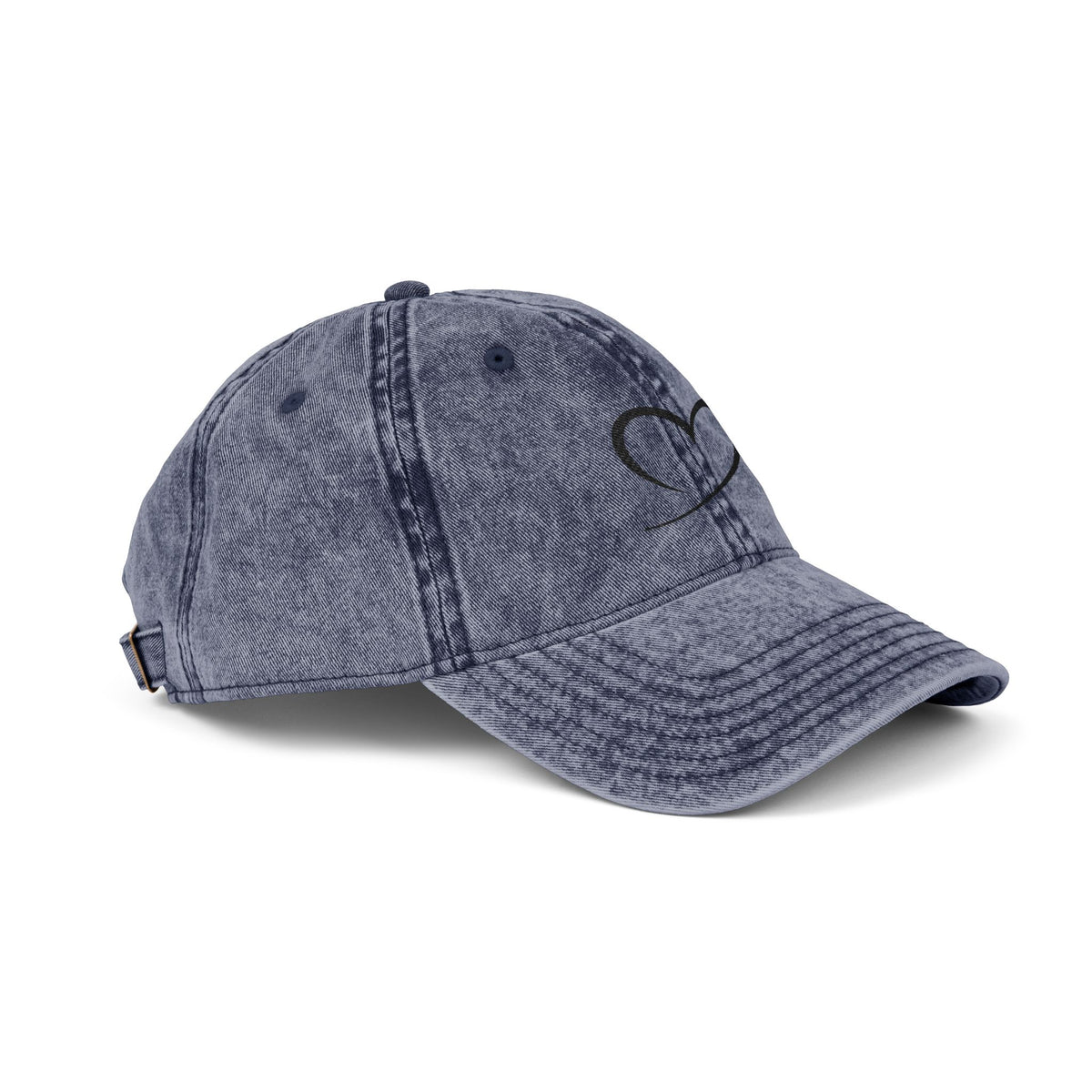 Embroidered Heart Vintage Cap — Washed Red Dad Hat with Simple Heart Sketch