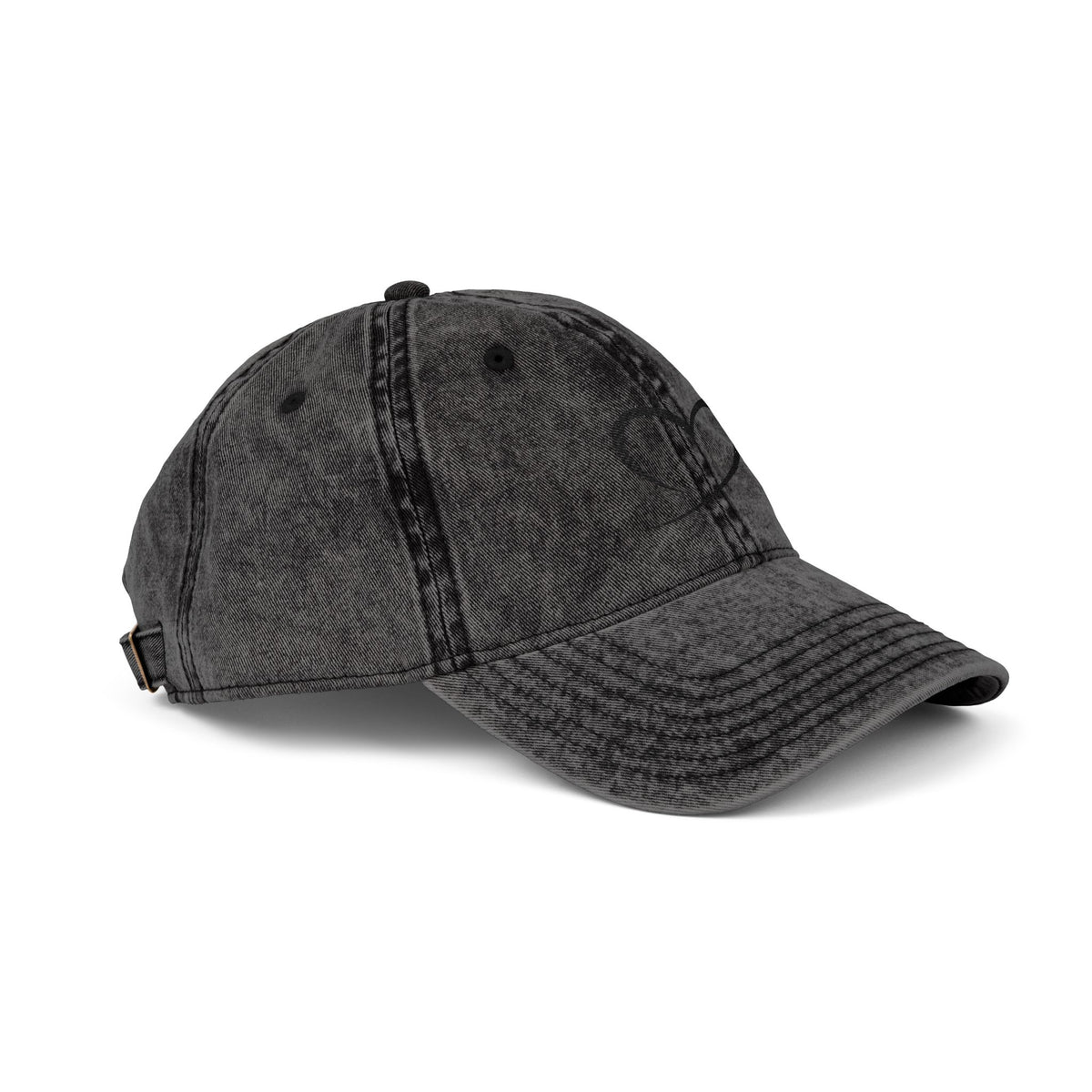 Embroidered Heart Vintage Cap — Washed Red Dad Hat with Simple Heart Sketch