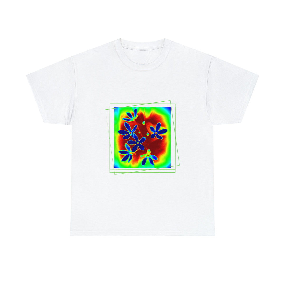 Unisex  Cotton Tee, psychedelic  flower design