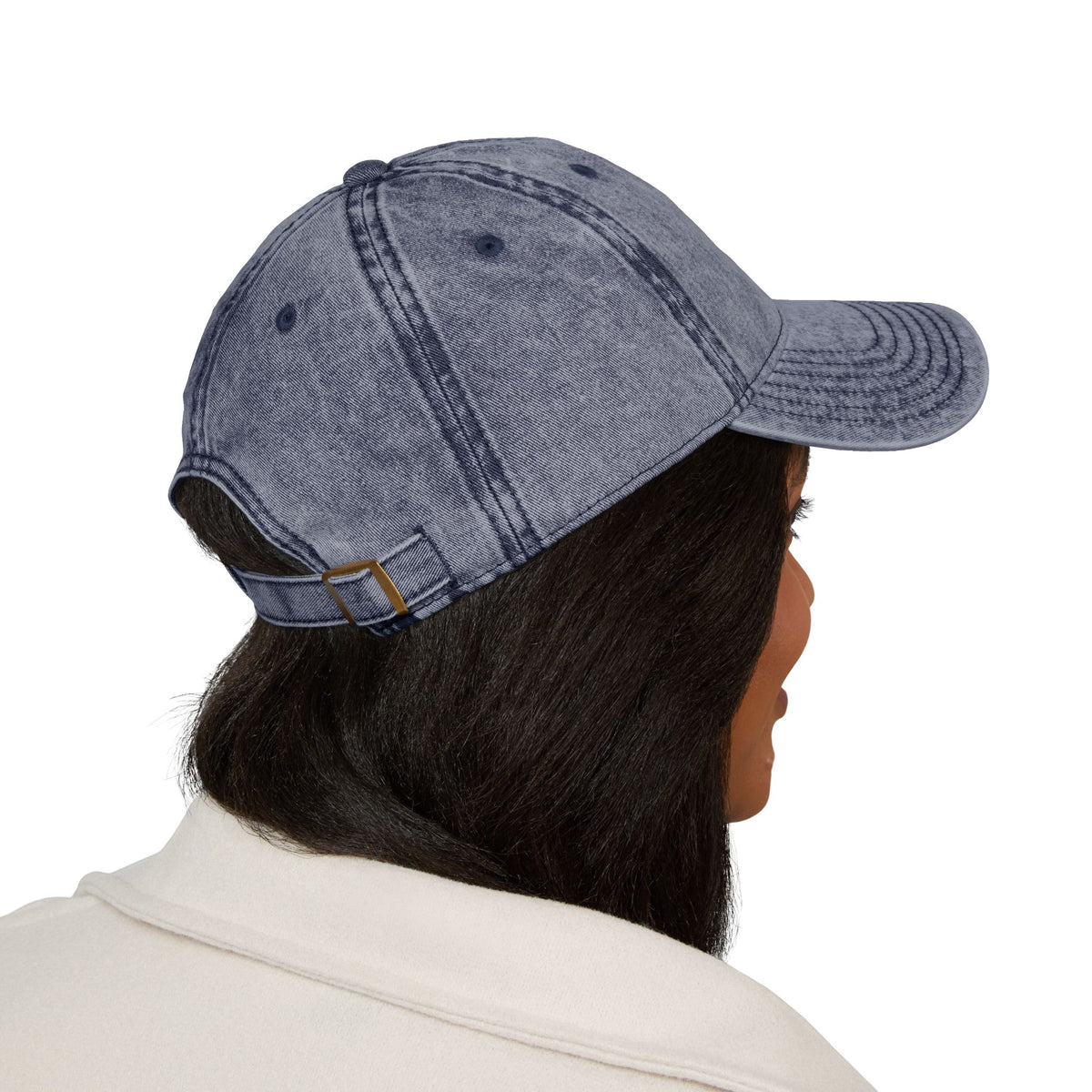 Embroidered Heart Vintage Cap — Washed Red Dad Hat with Simple Heart Sketch