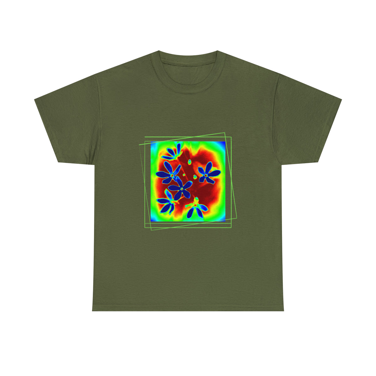 Unisex  Cotton Tee, psychedelic  flower design
