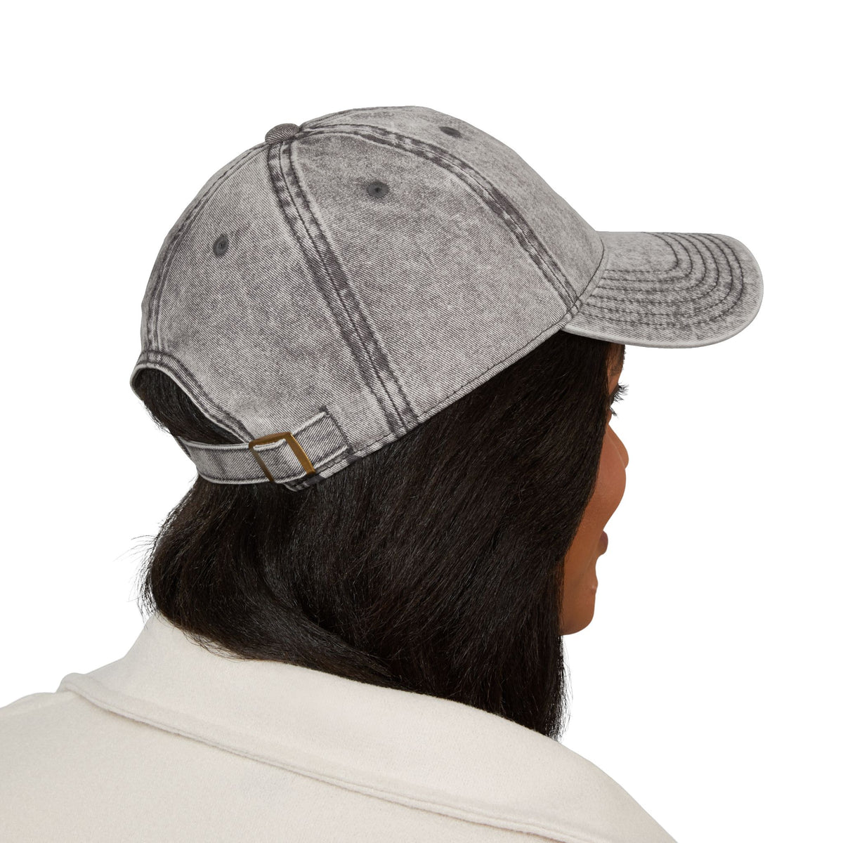 Embroidered Heart Vintage Cap — Washed Red Dad Hat with Simple Heart Sketch
