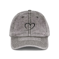 Embroidered Heart Vintage Cap — Washed Red Dad Hat with Simple Heart Sketch