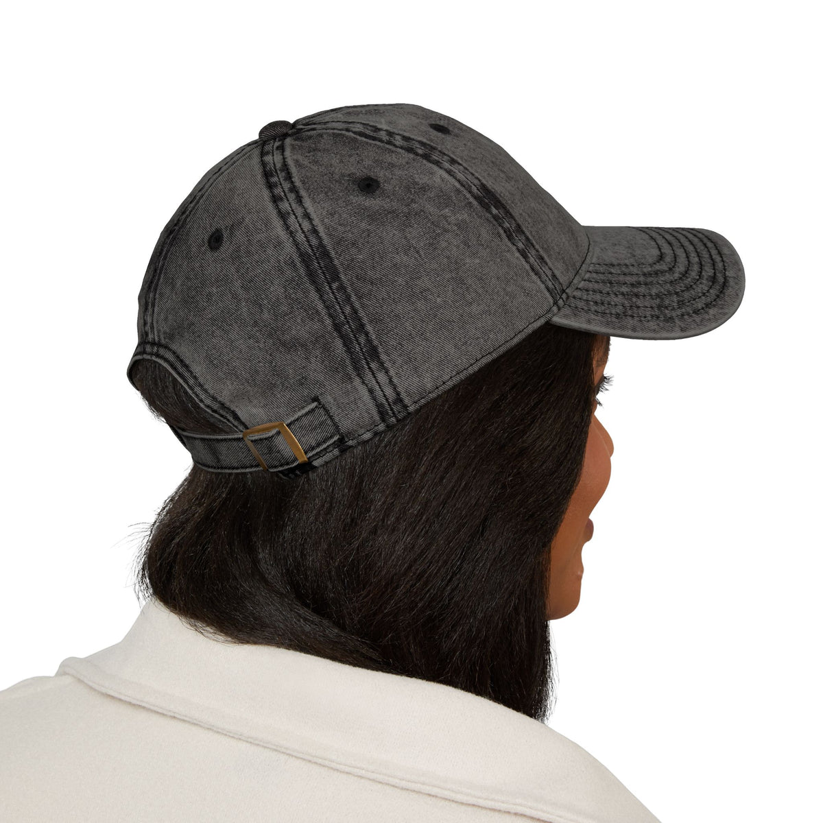 Embroidered Heart Vintage Cap — Washed Red Dad Hat with Simple Heart Sketch