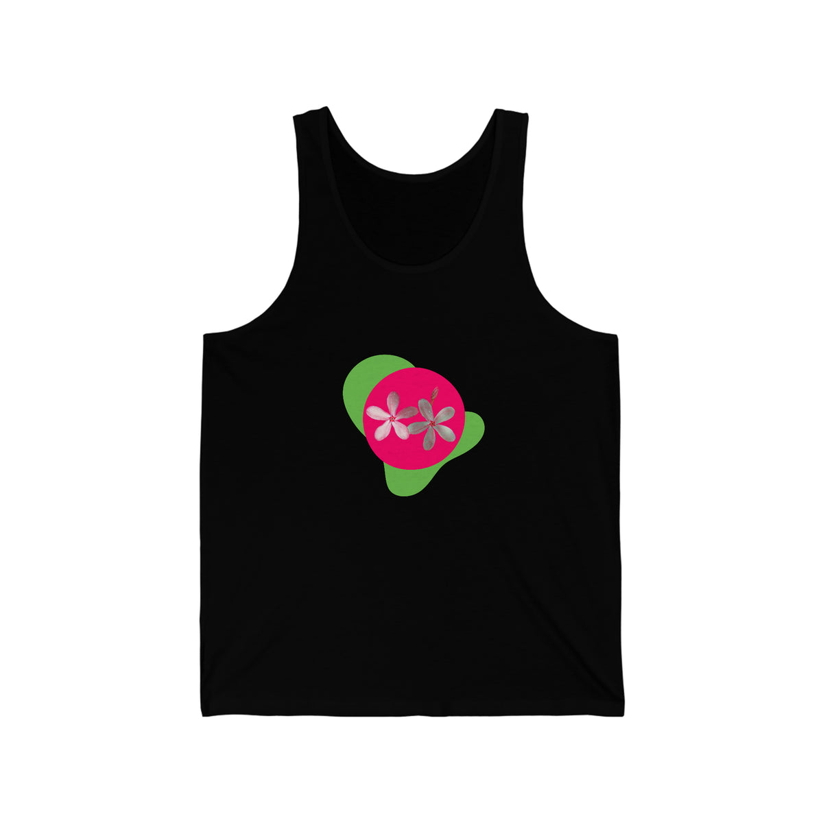 Vibrant Pink Flowers Flourish on a Tank Top