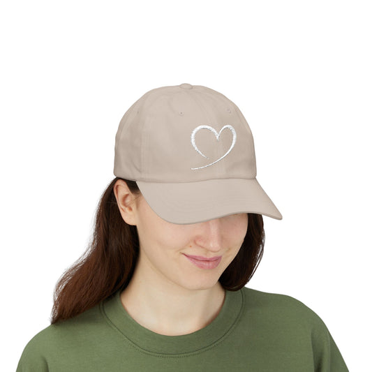 Heart Sketch Dad Cap — Minimalist Heart Embroidered Baseball Hat