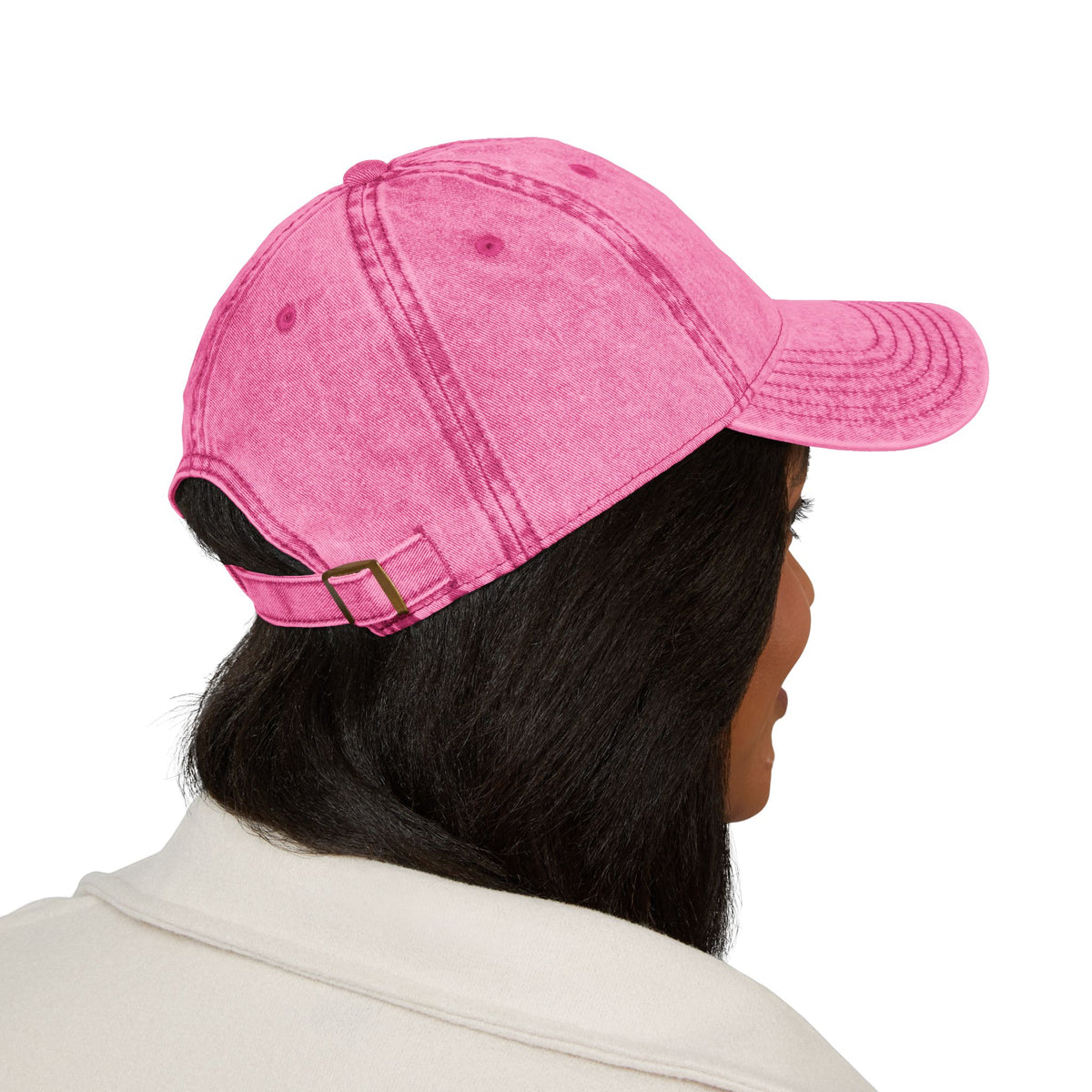 Embroidered Heart Vintage Cap — Washed Red Dad Hat with Simple Heart Sketch
