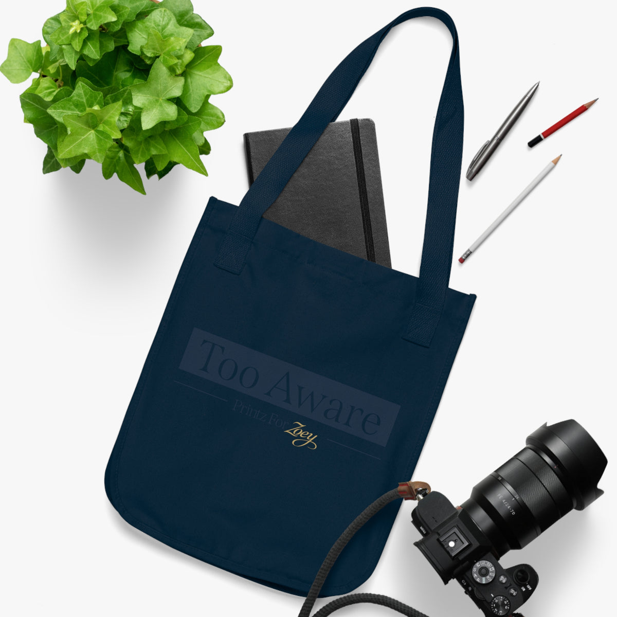 Too Aware Organic Canvas Tote Bag - Eco-Friendly Reusable Grocery & Everyday Bag
