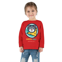 Toddler Long Sleeve Tee — "Cheese First, Questions Later" Cute Mouse & Cheese Graphic
