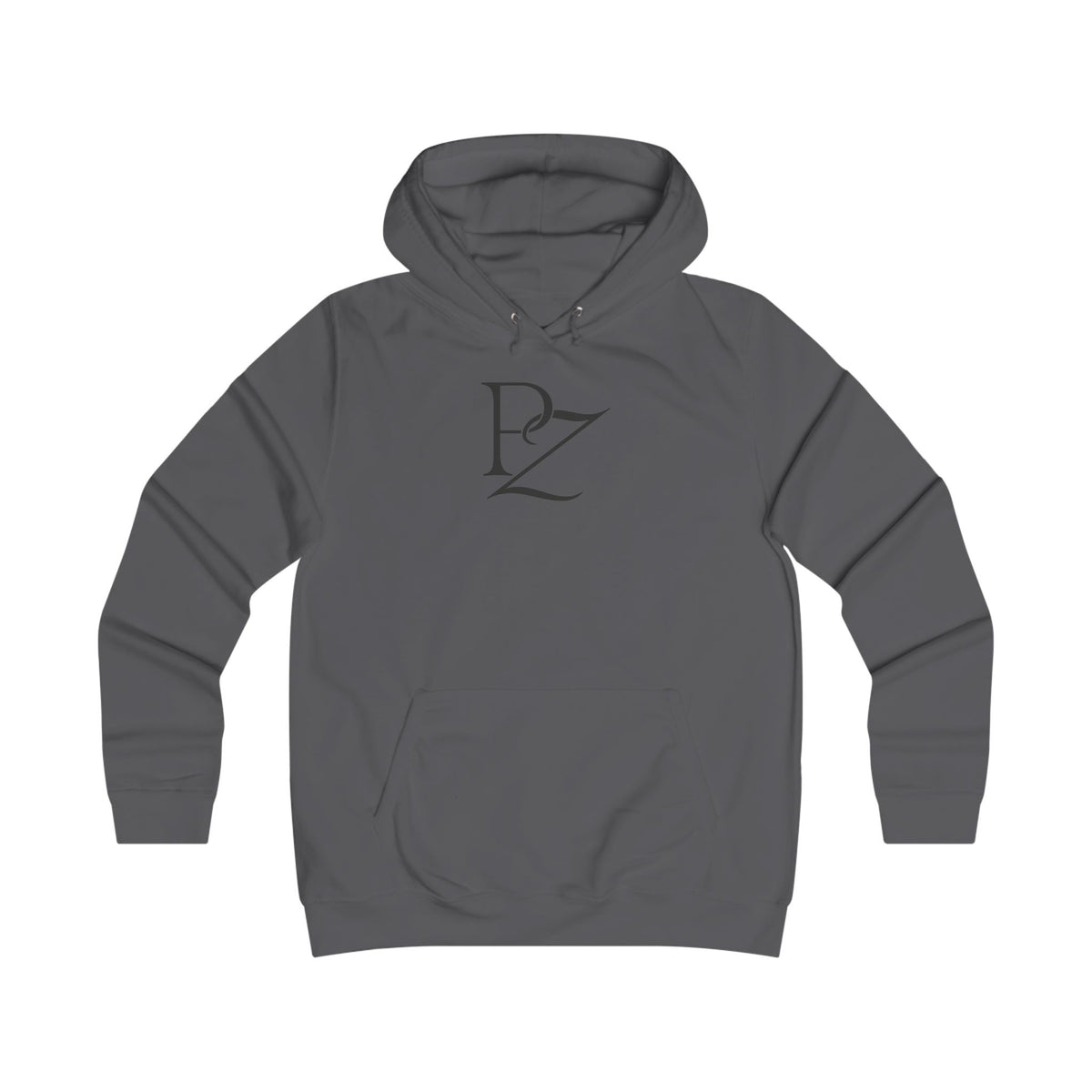 College Monogram Hoodie — Elegant 'PZ' Script Logo Pullover
