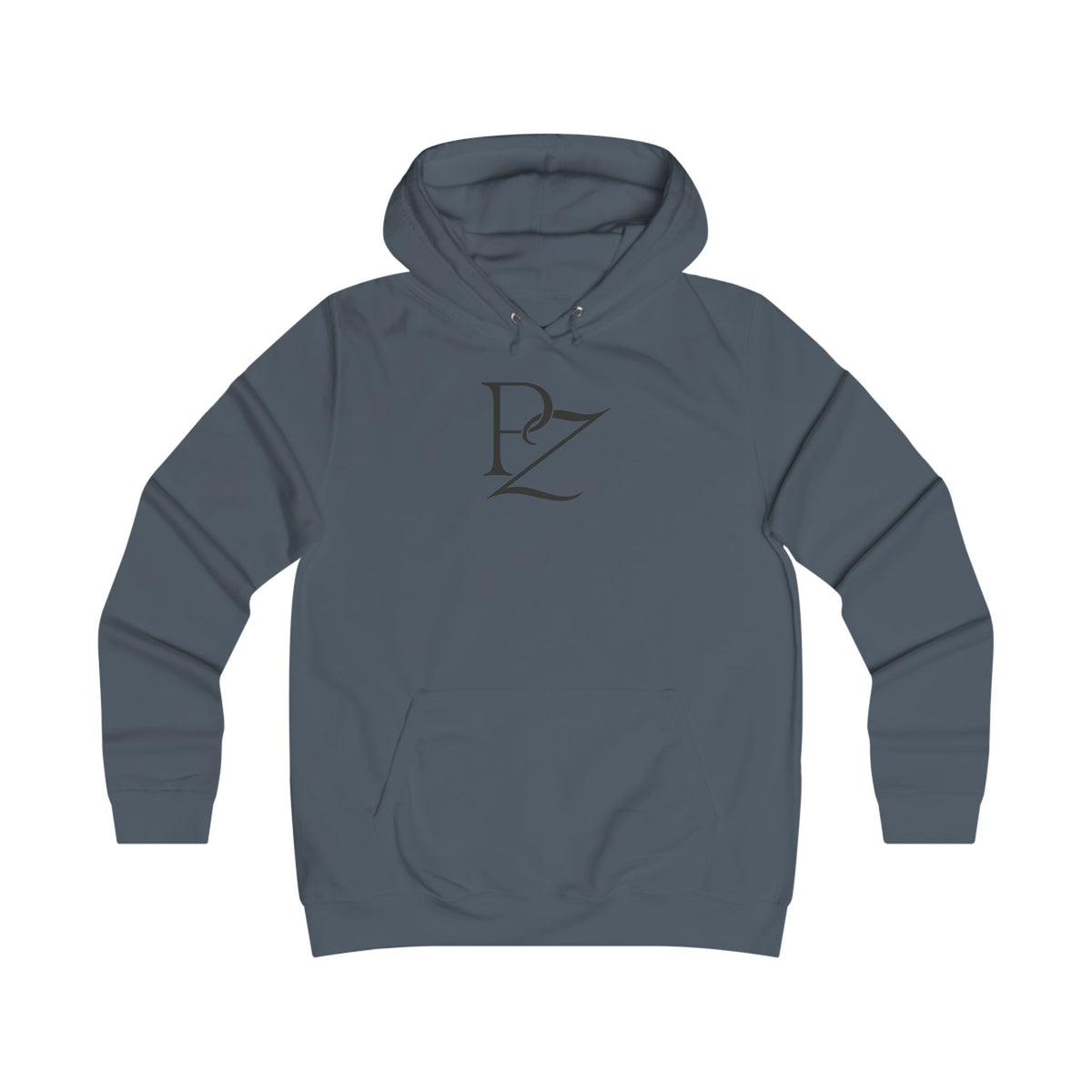 College Monogram Hoodie — Elegant 'PZ' Script Logo Pullover