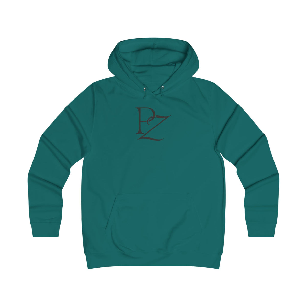 College Monogram Hoodie — Elegant 'PZ' Script Logo Pullover