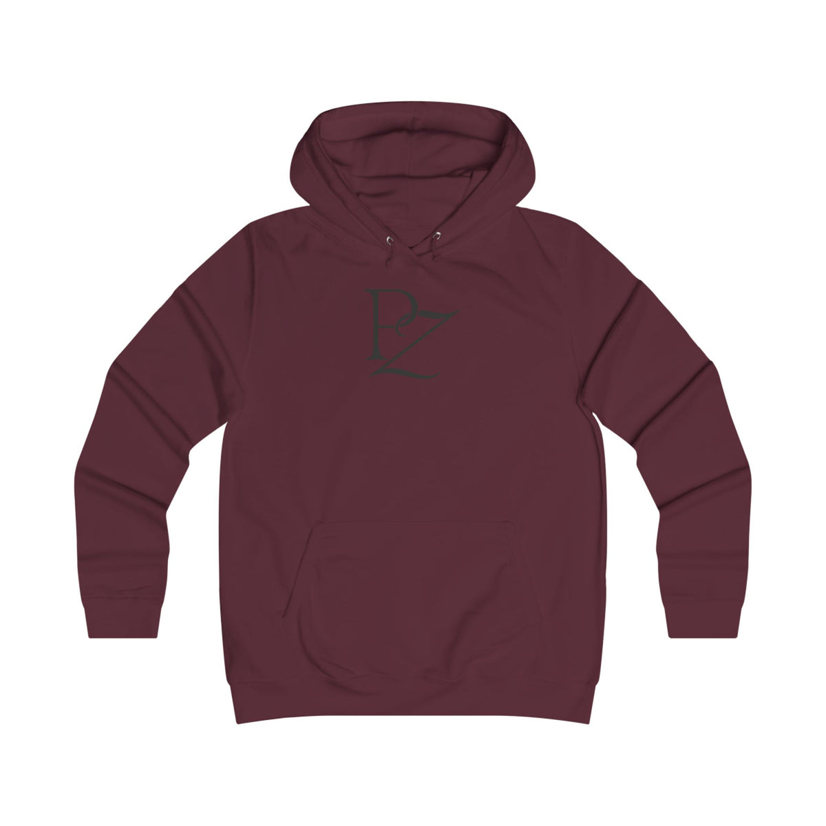 College Monogram Hoodie — Elegant 'PZ' Script Logo Pullover